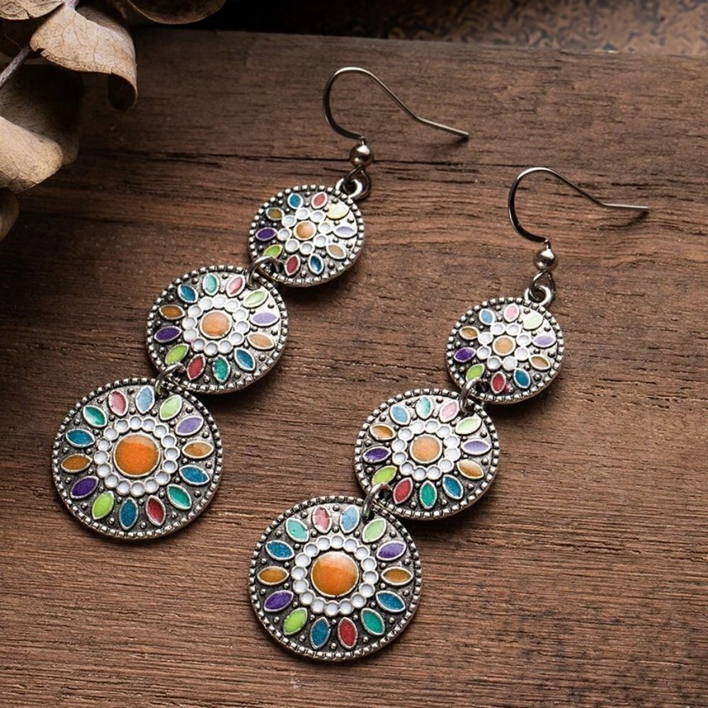 Y2K Vintage Ethnic Bohemian gypsy Water Drop Earrings festival Indian